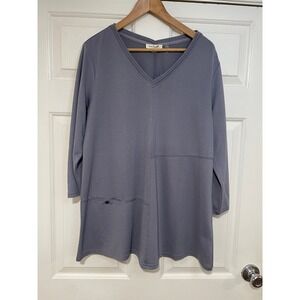 Simply Noelle Stretch Tunic Top V-Neck 3/4 Sleeve L XL Lagen Look Oversized Long